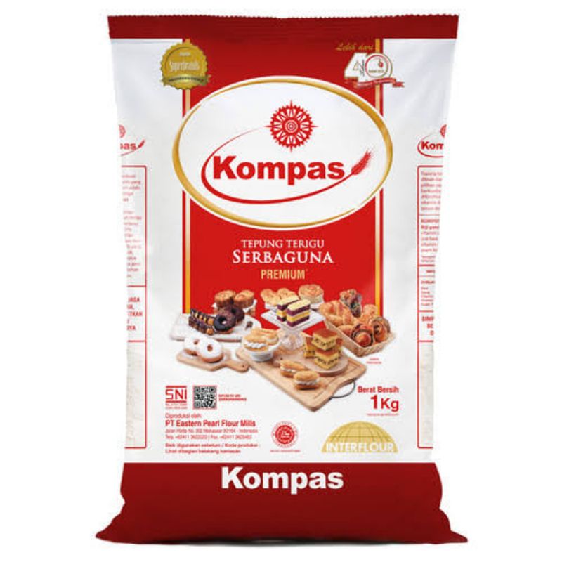 

Tepung Terigu Kompas 1 dus (1kg x 10 pcs)