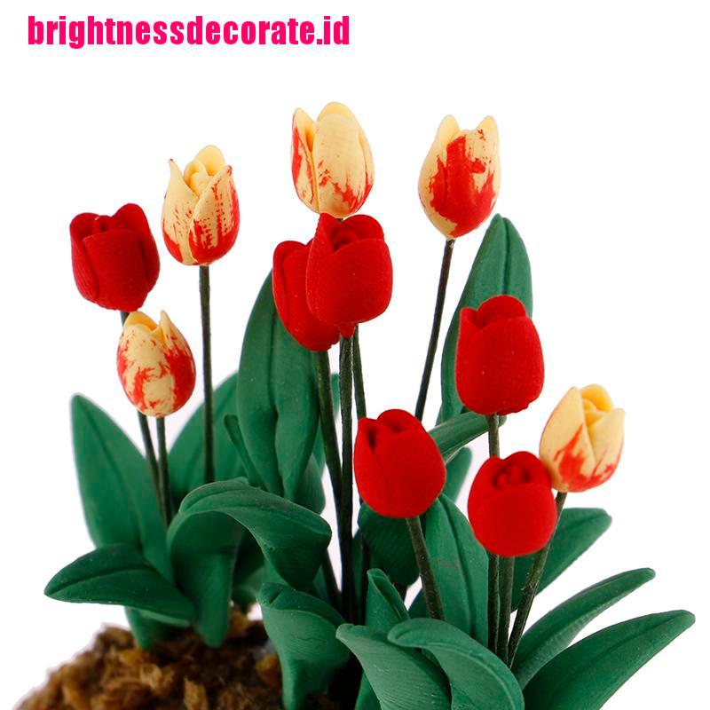 Brightid 1pc Miniatur Tanaman Bunga Tulip Skala 1: 12 Untuk Dekorasi Taman Rumah Boneka