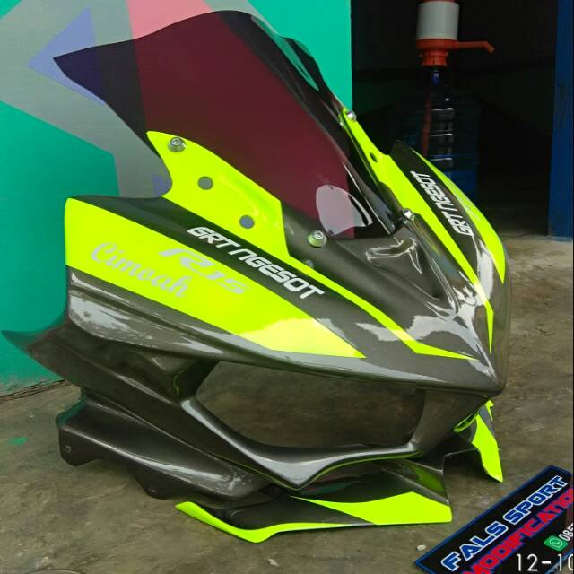 Hedlamp yamaha r15 v2 model r25 plus winglet abu abu stabilo