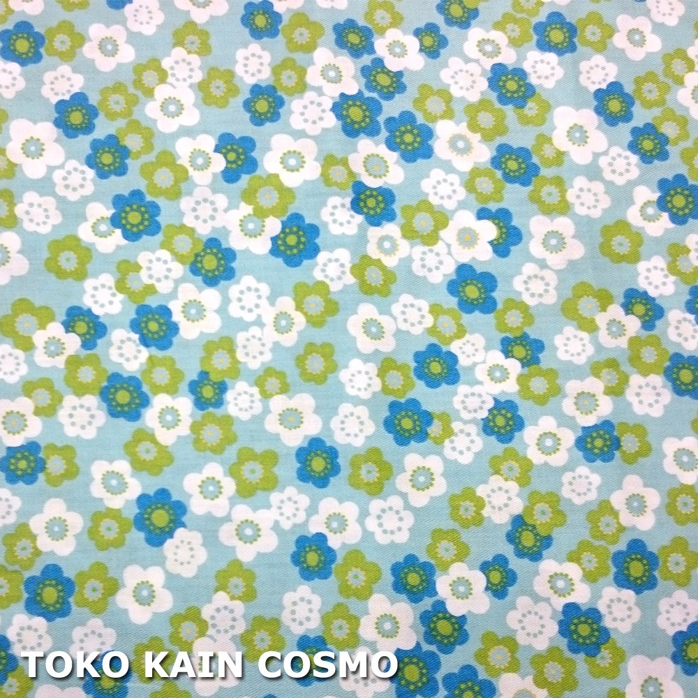 Kain Katun Jepang Twill Japan Design - Bunga Ume (Turquoise)