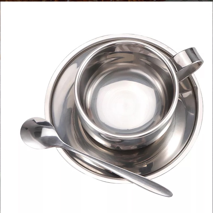 Cangkir Kopi Set Cangkir Stainless Jadul Tahan Panas