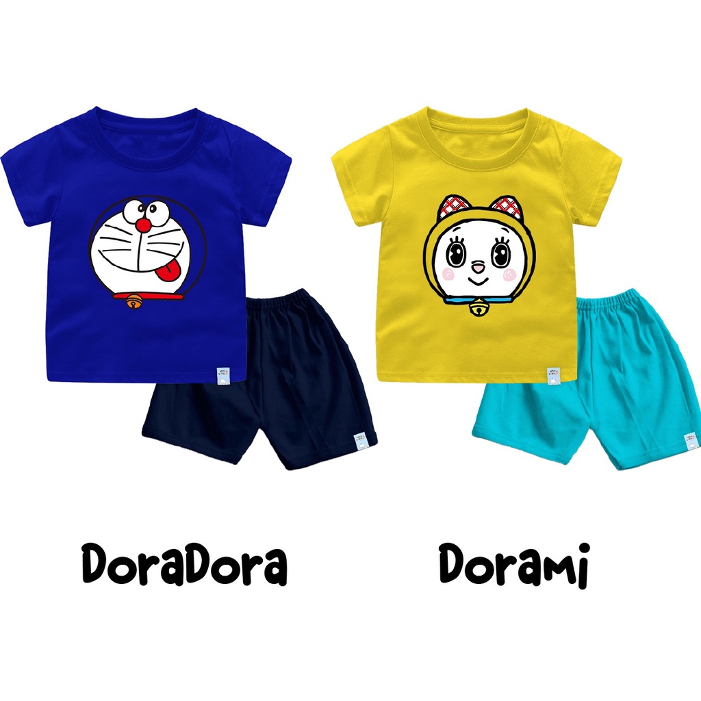 Setelan Anak dan Bayi Doraemon Nobita Shizuka Bahan Katun Combed 30s Lembut dan Nyaman Dipakai