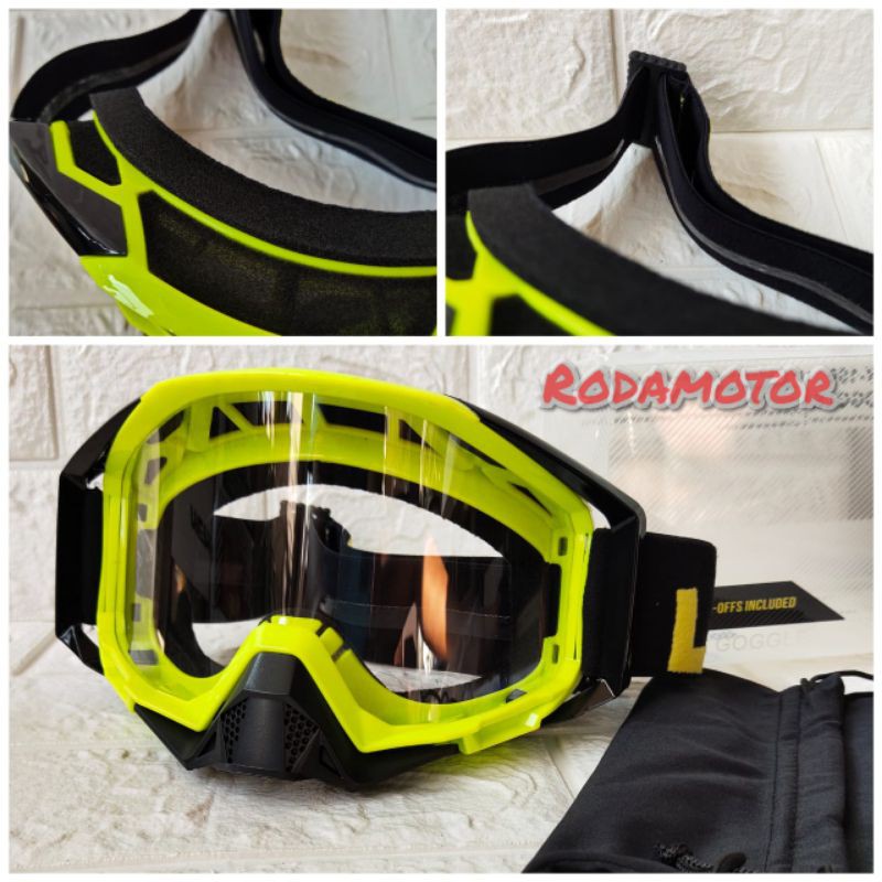 Goggle kacamata Helm sepeda motor cross trail elastis NHK ink Zeus jpx KYT MDS Supermoto anti pecah