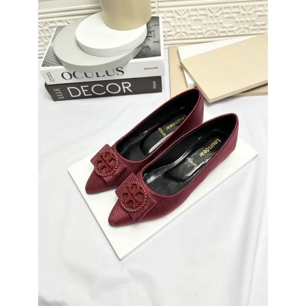 sepatu flat shoes wanita terbaru kekinian pesta LOUISDEAR sepatu flat heel 2 cm bahan satin B55