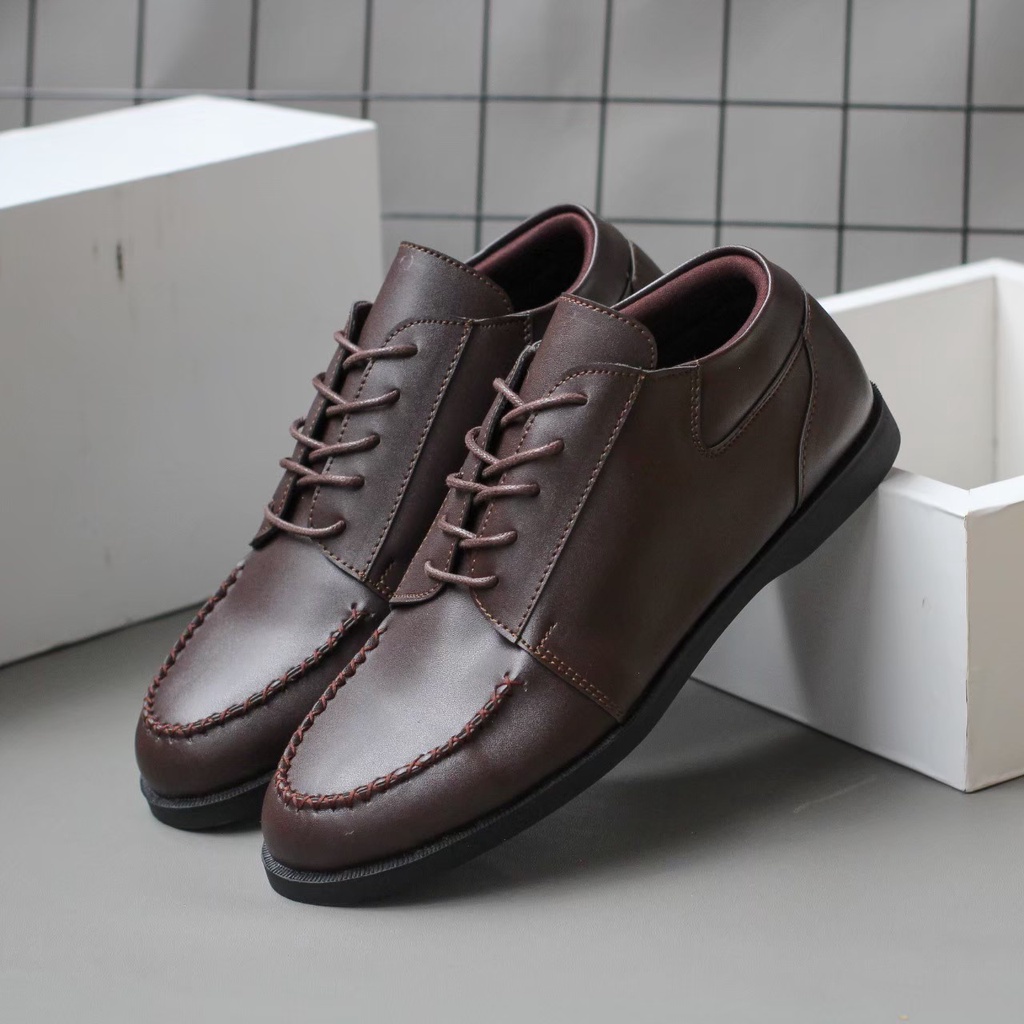 Sepatu Formal Pantofel Pria Hitam Brown Tali Casual Kerja Kantor Kuliah Fashion Pesta Kondangan Gereja Original Kulit Syintetik Kekinian Terlaris Murah