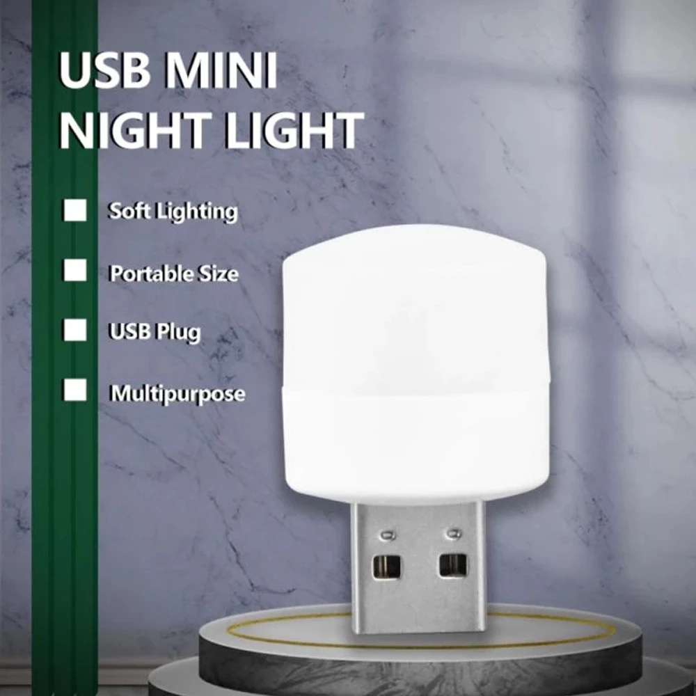 Lampu Baca LED Mini Portable Tenaga USB Hemat Energi Bentuk Bulat