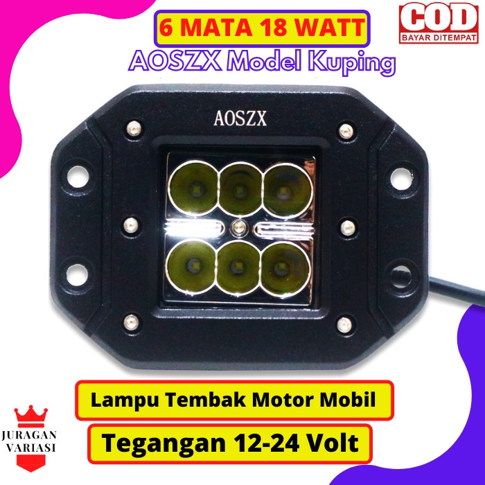 Lampu Variasi Led Kabut Tembak Sorot Motor Mobil Truk Truck l300 Offroad Touring  6 Mata Led 12-24 V