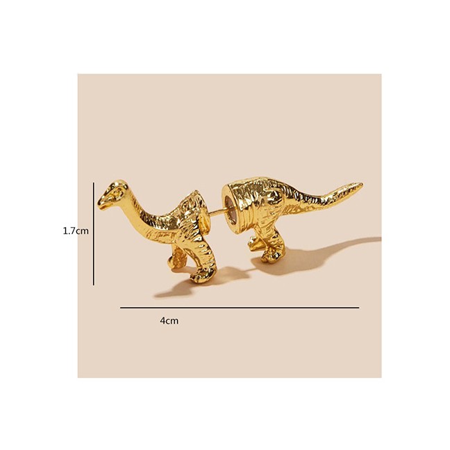 LRC Anting Tusuk Fashion Golden Pierced Dinosaur Shape Alloy Earrings K25113