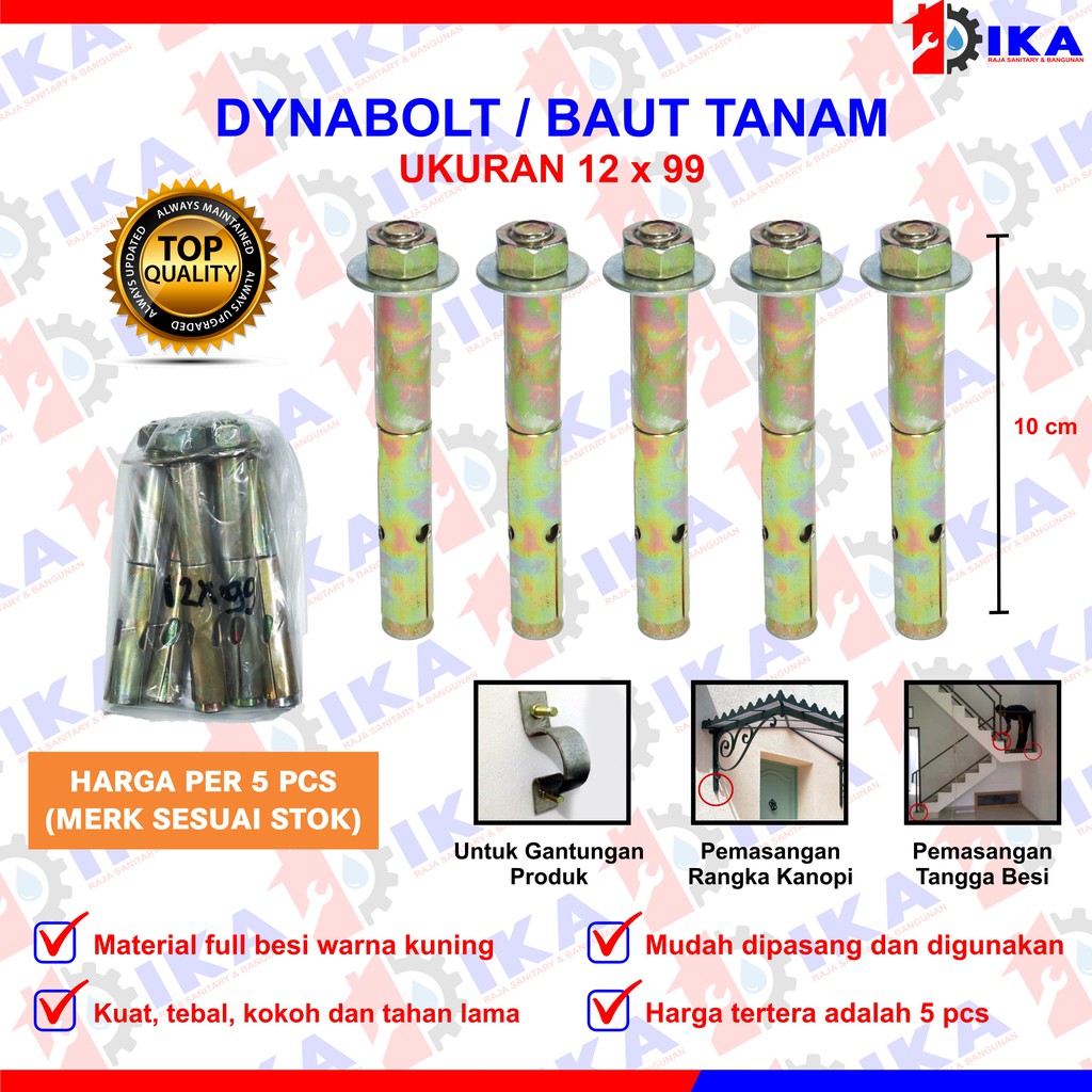 Dinabol (HARGA 1SET ISI 5BUAH PALING MURAH ) / dynabolt / Baut Tembok Ukuran Komplit Harga Per 5 pcs