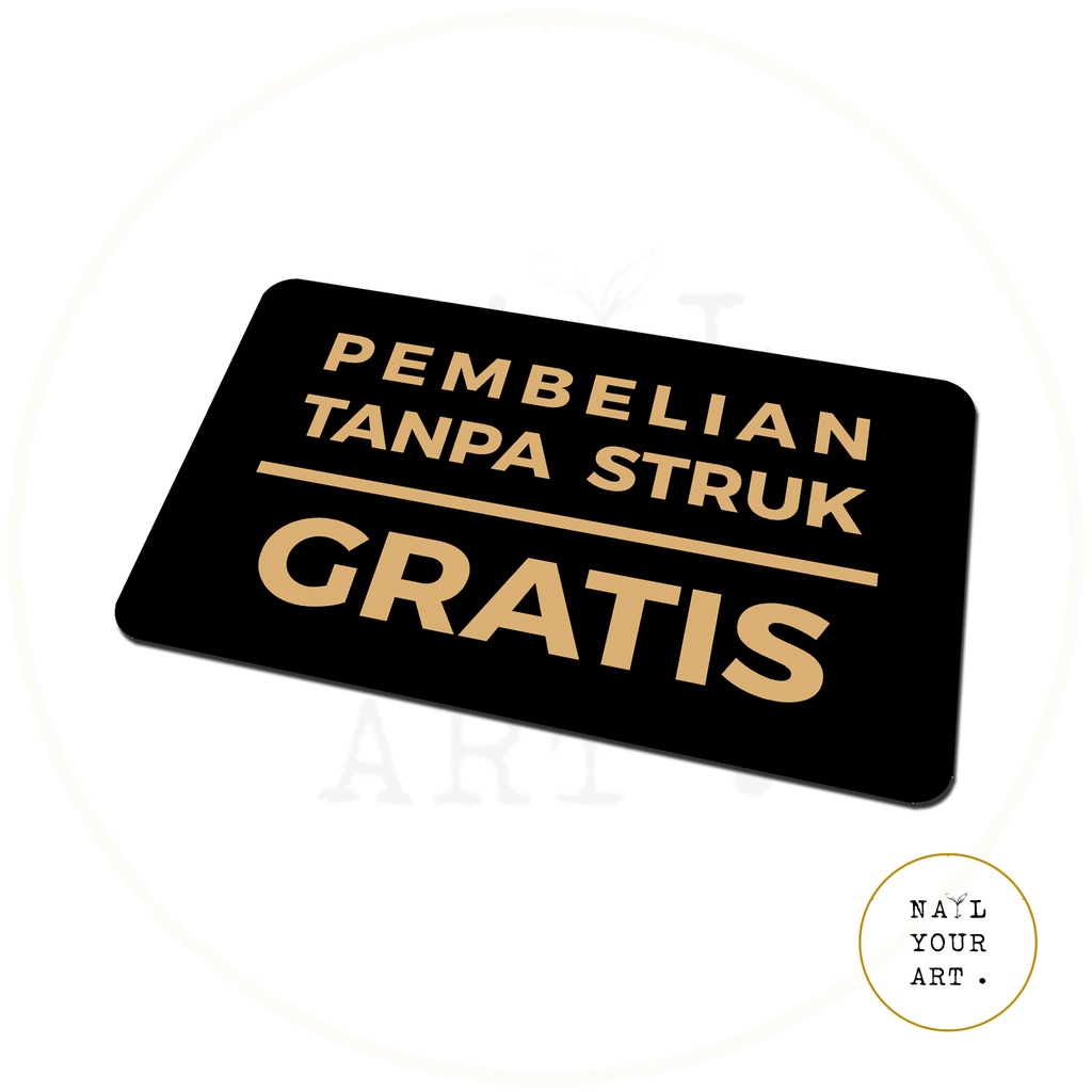 SIGNAGE TEMPEL - PEMBELIAN TANPA STRUK GRATIS - AKRILIK GOLD 20x12cm