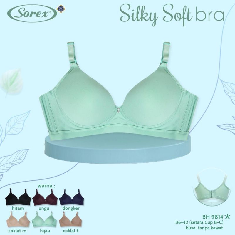 BRA BH 9814 SOREX BUSA TANPA KAWAT BH/BRA SOREX 9814 BRA WANITA SOREX - TANPA KAWAT BUSA TIPIS -CUP BESAR - SILKY SOFT SOREX -BH BRA PREMIUM-  (Cup B) Licin Silky Soft | Bra Busa Tipis Tanpa Kawat Full Cup SIZE 36 38 40 42 - ARA98STORE