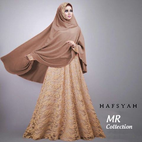 BAJU BUSANA MUSLIM GAMIS HAFSYAH SYARI  MOCCA MAXI BRUKAT BERGO NO P / Gamis Wanita  / Dress Wanita