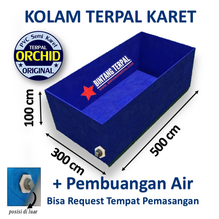 Terpal Kolam Terpal Ikan Kotak Orchid 500x300x100 - 300x500x100 - 3x5x1 - 5x3x1 Bahan Orchid