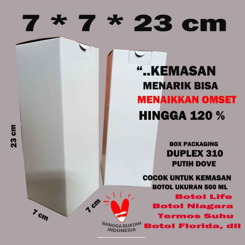 

box/dus putih dalam untuk tumbler/botol tinggi 23 cm