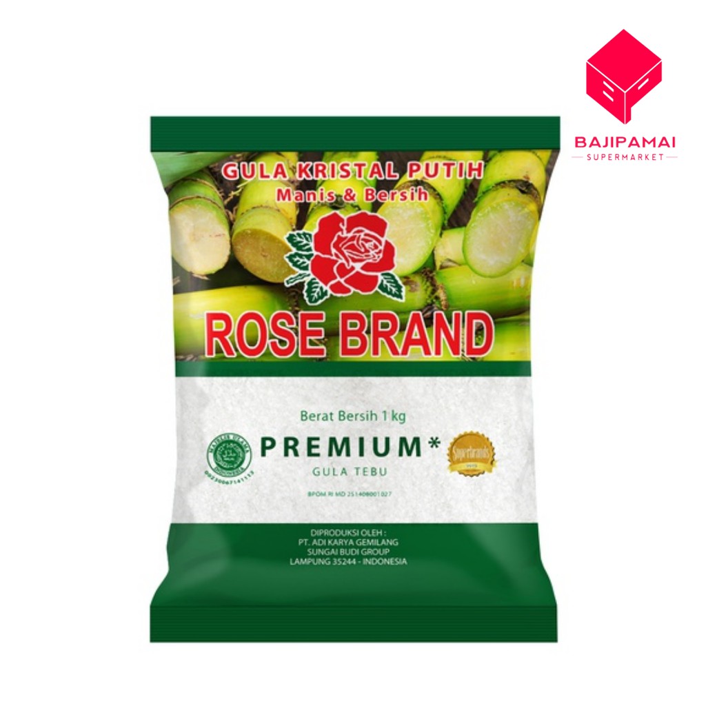 

Rose Brand Gula Pasir Kristal Putih Premium (Kemasan Hijau) 1 Kg