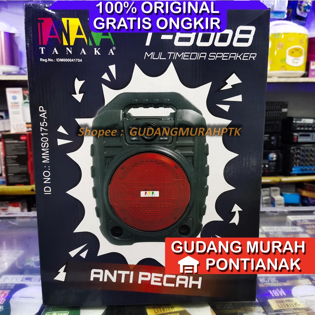 Speaker Bluetooth Tanaka Salon Body besar Suara Nyaring tidak pecah 6,5inch 6,5&quot; SA-TNK T-8008 ANTI PECAH