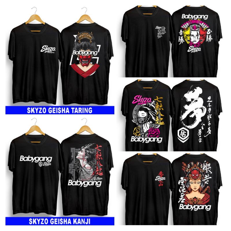 T-shirt Baju Kaos distro Skyzo  Geisha Taring Skyzo Geisha Mawar  Skyzo Geisha Konde Skyzo Duo Topen