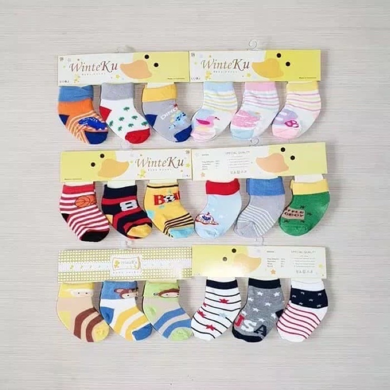 Kaos Kaki Bayi Newborn 3pcs Laki-Laki Perempuan Baby Socks 3 pasang 2 pasang 0-6 bulan Katun