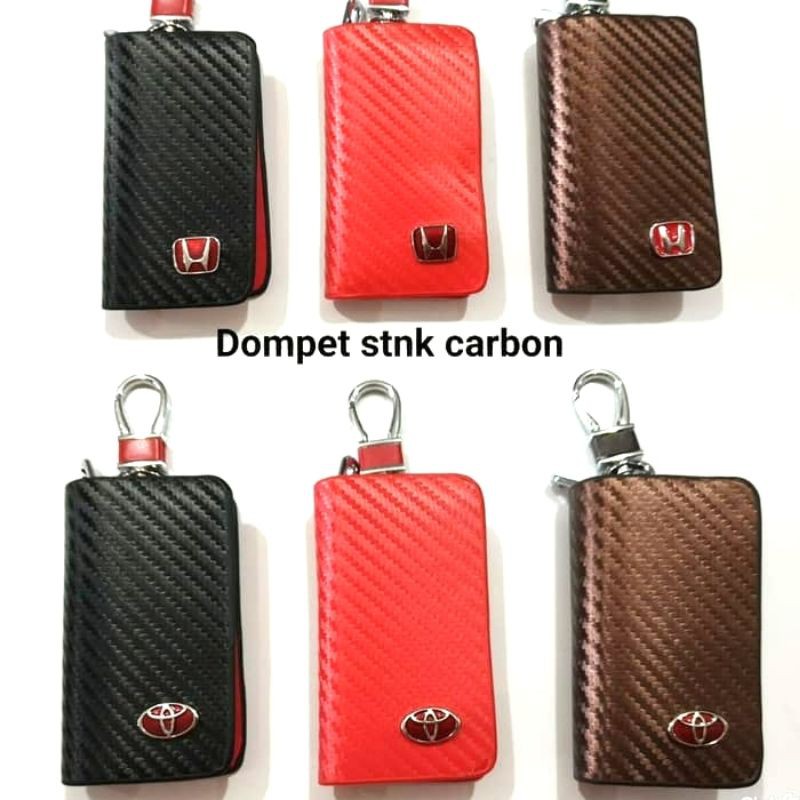 dompet gantungan kunci mobil logo toyota honda Mitsubishi suzuki nissan daihatsu Mazda wuling carbon motor