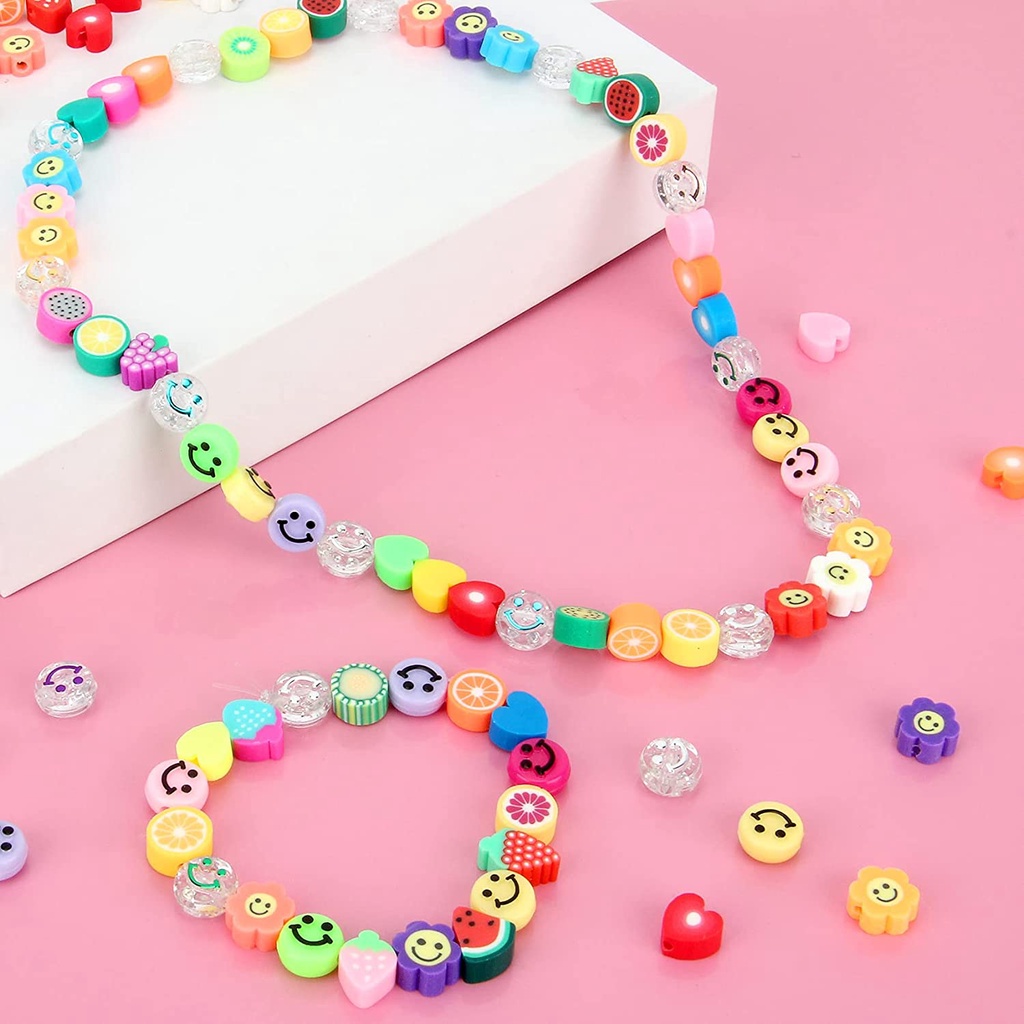 100Pcs Mixed Color Fruit Soft Ceramic Sliced Loose Beads For DIY Bracelets Necklace Making