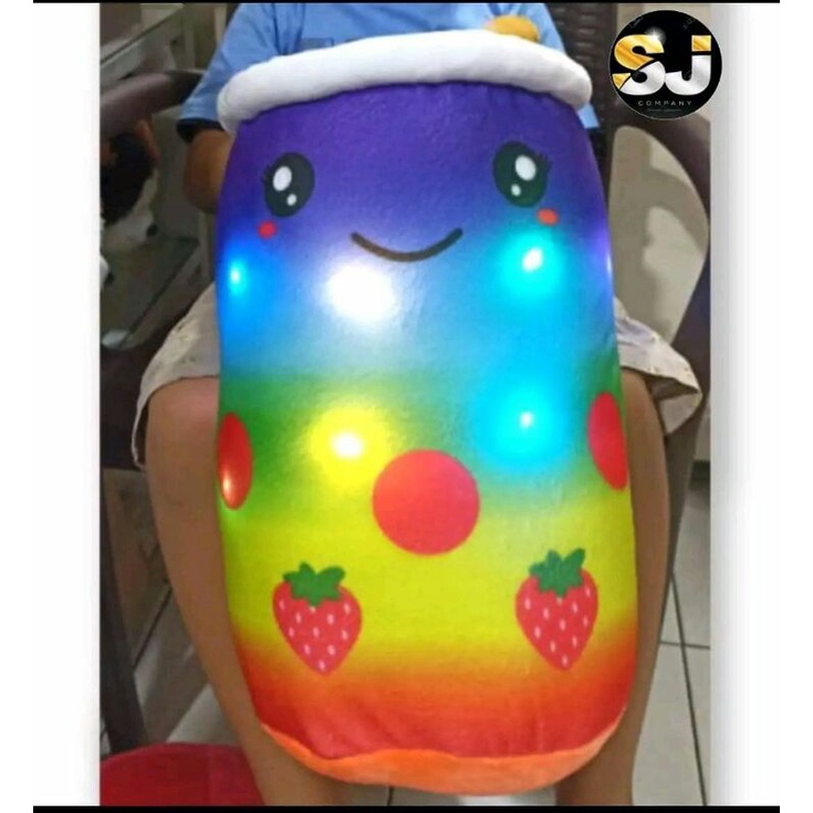 Bantal boneka boba LED bubble milk tea pelangi dan polos ukuran super jumbo giant/mainan anak besar 