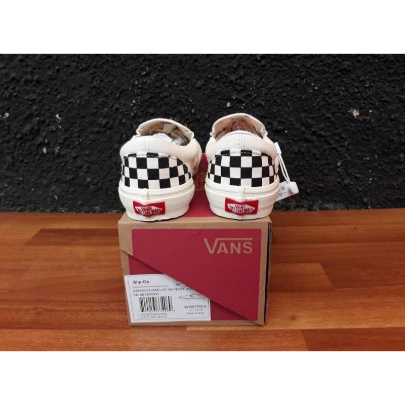 SEPATU VANS SLIP ON OG CHECKERBOARD OFF WHITE BLACK WAFFLE DT MADE IN CHINA