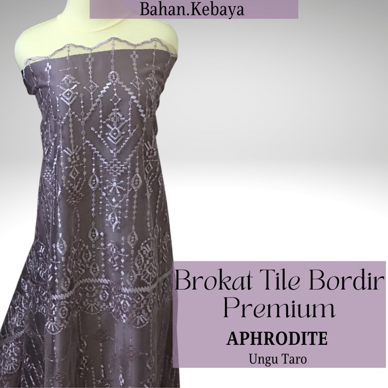 Tile Bahan Kebaya Premium Etnik Bordir Aphrodite Warna Ungu Taro Design By Sapto