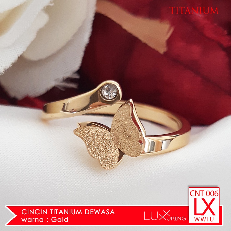 CX 006 Cincin Titanium Terlaris Cincin Kupu Kupu Cantik Perhiasan Wanita Dewasa Cincin Rose Gold Cincin Gold 18K Cincin Stainless Awet Tidak Mudah Luntru Luxx Xuping