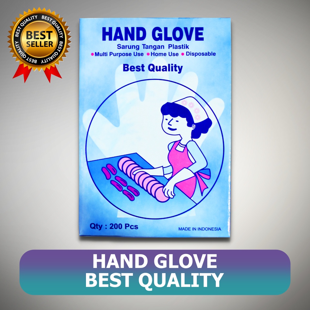 SARUNG TANGAN PLASTIK SEKALI PAKAI HAND GLOVE BEST QUALITY ISI 200PCS 200 PC