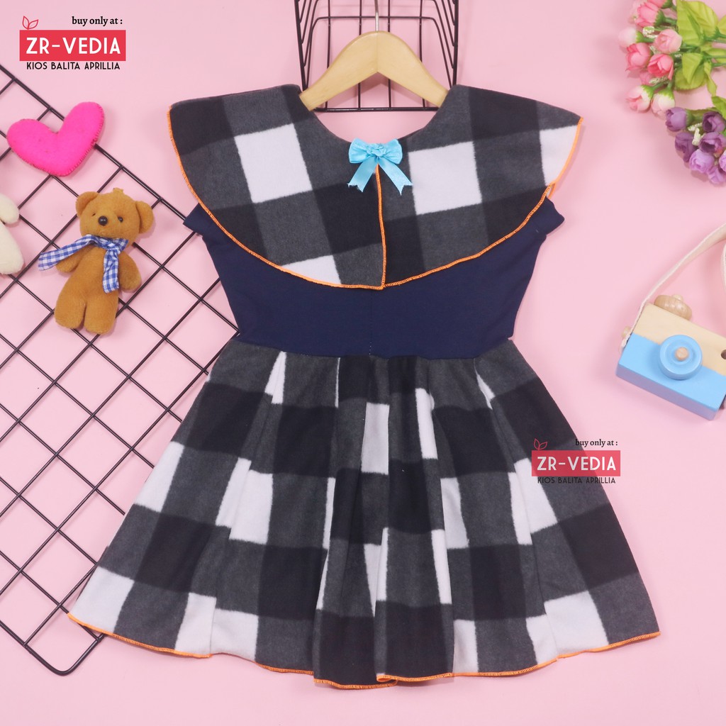 (BAHAN BLUDRU) Dress Yolla size 1-2 Tahun / Dres Cape Anak Perempuan Murah Baju Kensi Cewek Natal