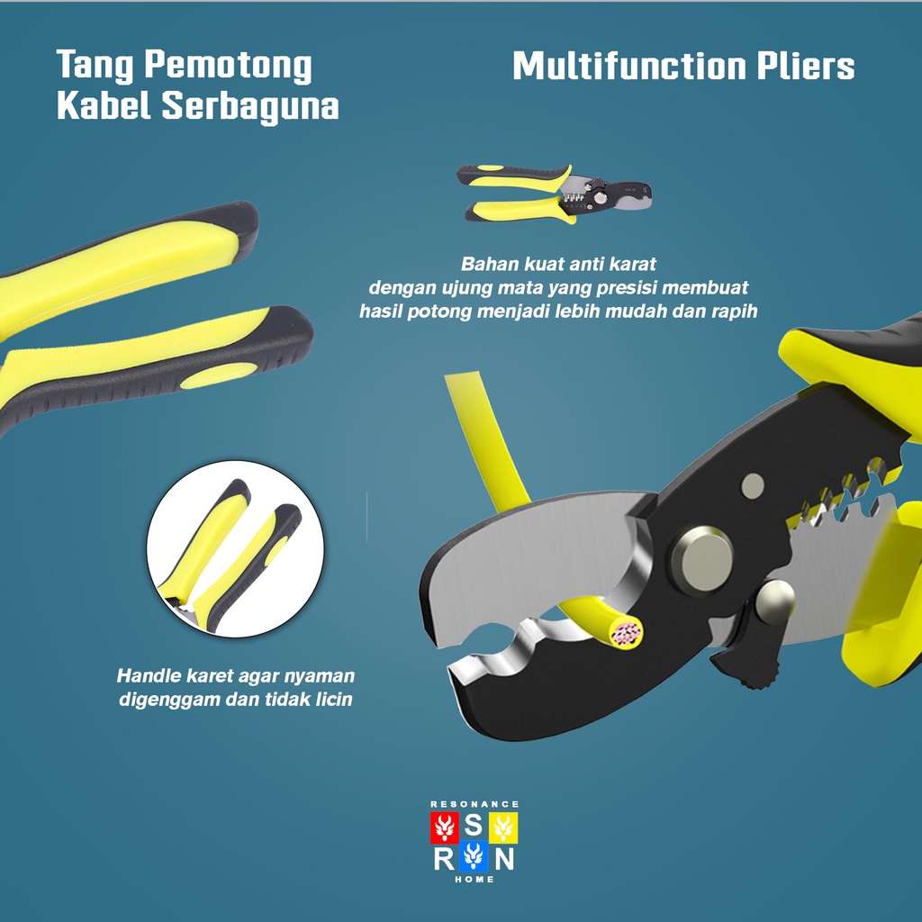 Tang Potong Kabel Alat Kupas Kabel Listrik Wire Cutter Pliers Resonance Home