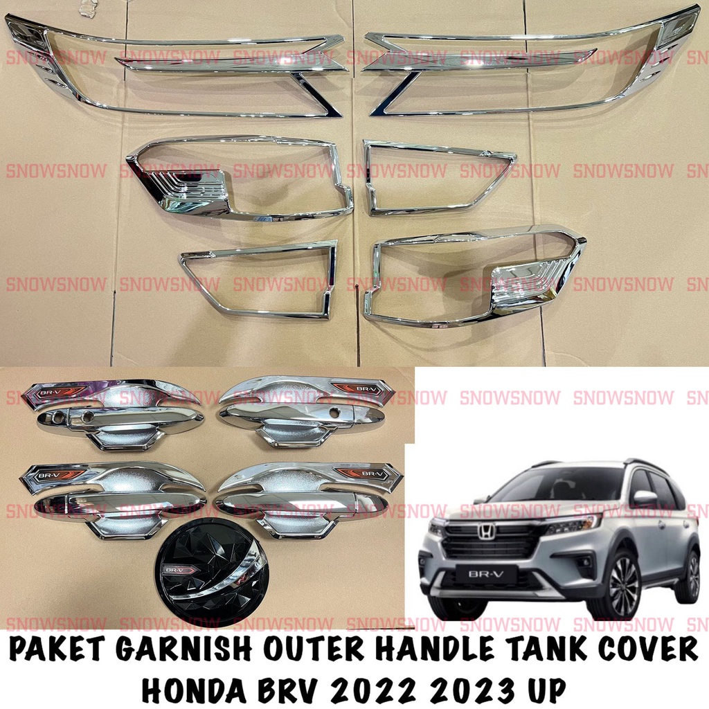 Paket Garnish Lampu Depan Belakang Outer Handle Tank Cover Honda BRV 2022 2023 2024 2025 UP Hitam Chrome