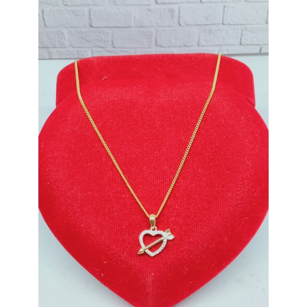 KALUNG PERAK ASLI SILVER 925 LAPIS EMAS/KALUNG RANTA STANG MINI+LIONTIN LOVE PANAH MP/ASLI SILVER/FASHION WANITA