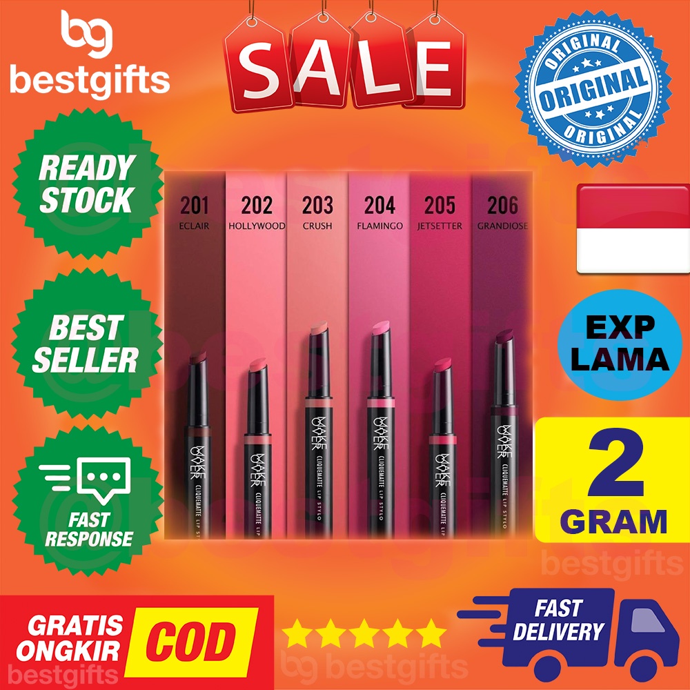 MAKEOVER MAKE OVER CLIQUEMATTE LIP STYLO LIPSTIK MENYAMARKAN GARIS BIBIR MEMPERCEPAT PENGUNAAN LIPSTICK 2 GRAM