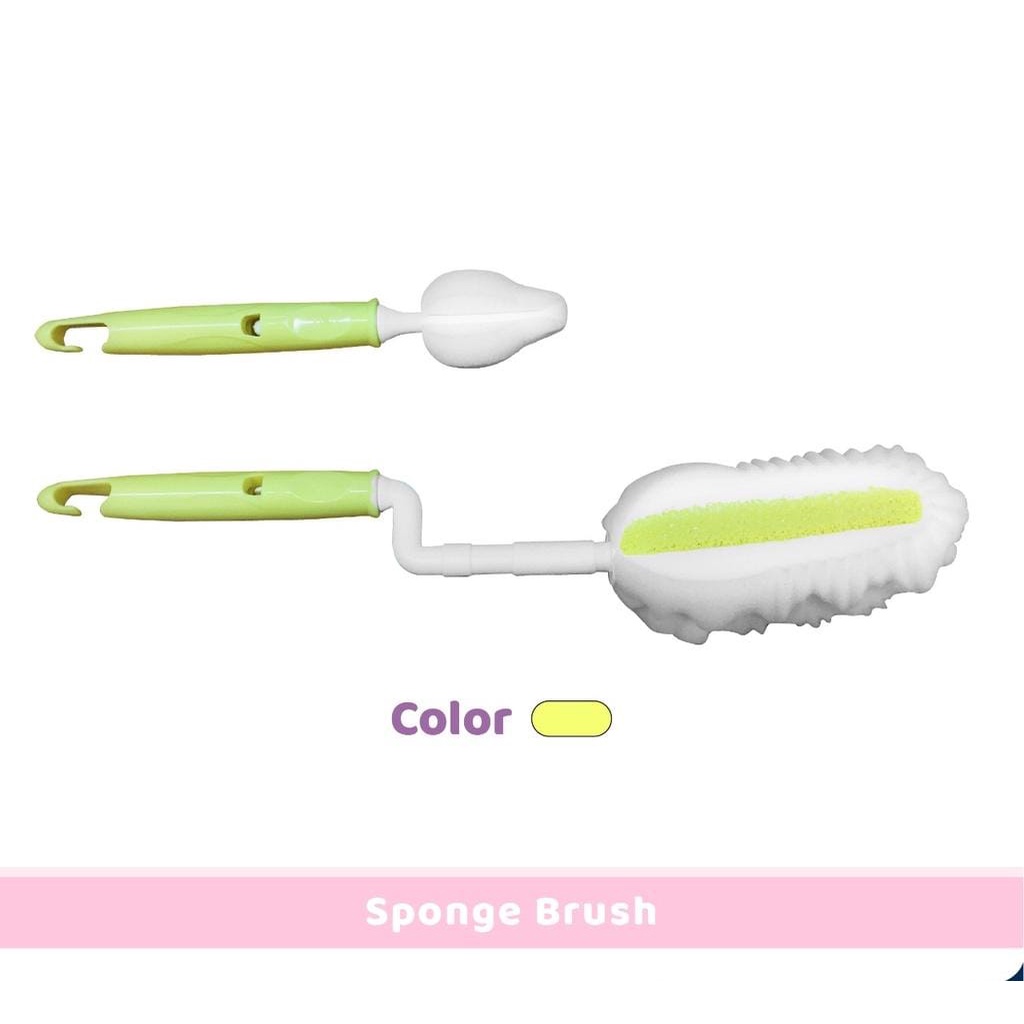 Putti Atti Sponge Bottle &amp; Nipple Brush - Sikat Botol &amp; Dot bayi (Yellow/Grey)