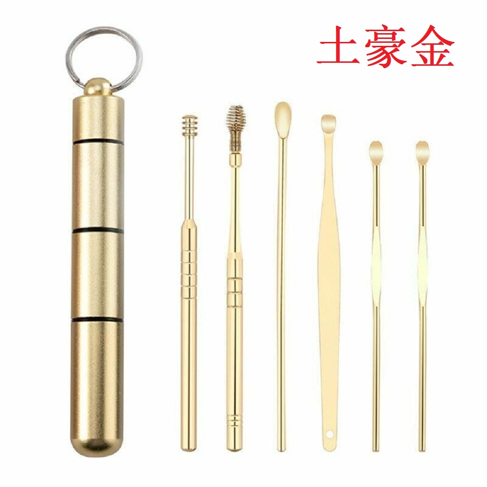 【COD Tangding】6Pcs Set Stainless Steel Ear Pick Curette Wax Removal Kit Earpick Scoop Cleaner Tools Portable Ear Cleaning Sets