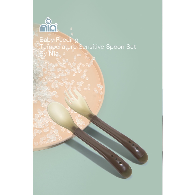 Nia Sendok Makan with Heat Sensor - Temperature Sendok Set - Colour Changing Spoon