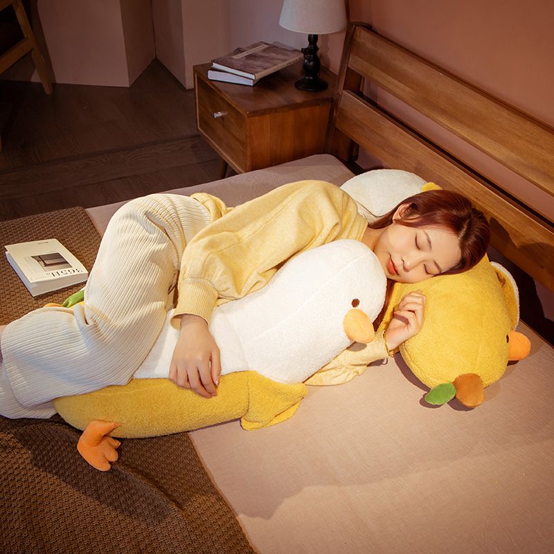 Kawaii Banana Duck Stuffed Plush Toy Long Body Hugging Pillow Gift Yellow/White 50/70cm