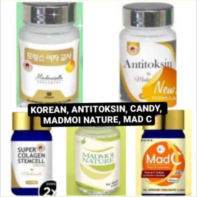 Paket Komplit Whitening Maksimal Madmoiselle (Korean+ Antitoksin+ Mad C+ Madmoi Nature +Stemcell V2)