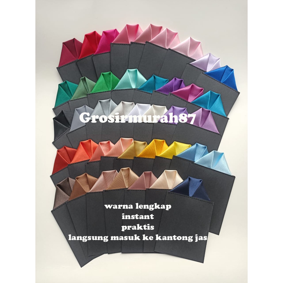 Sapu Tangan Jas instant Langsung siap Pakai terlipat Pocket Square Fold murah ready stok warna lengkap model mountain
