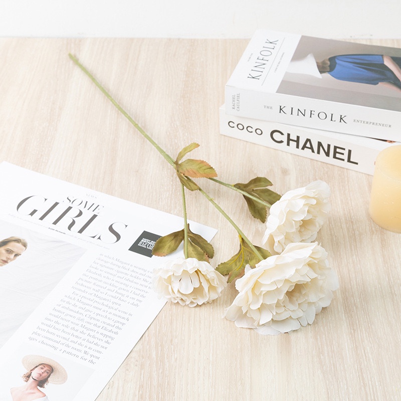 [3 Tangkai] Bunga Peony Premium X3 Artificial / Bunga Palsu Dekorasi Nikah Wedding Pesta-1