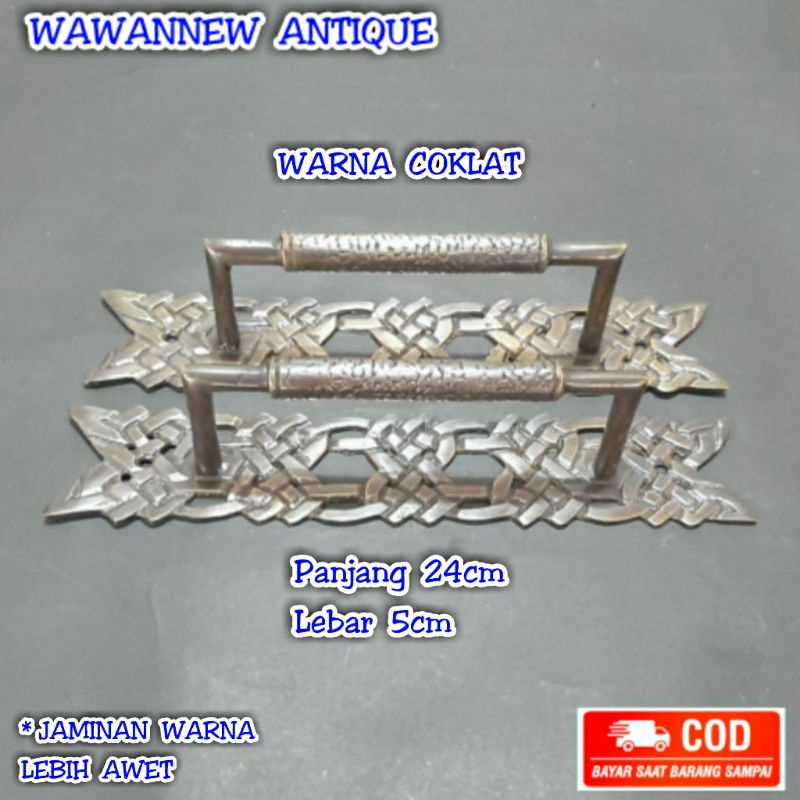 Handle Pintu / Gagang Pintu Rumah Pagar Kuningan Motif Ukir 24cm