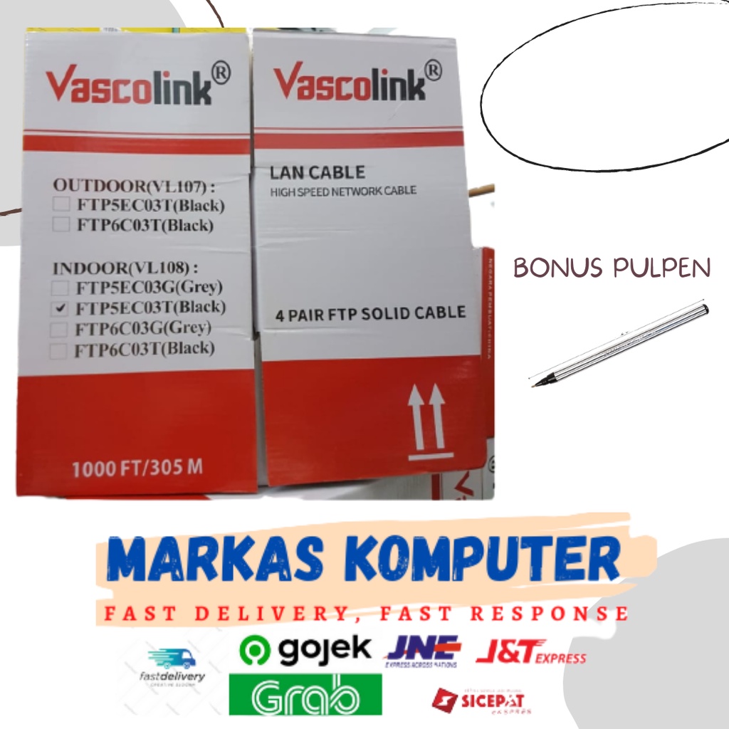 Vascolink Kabel STP FTP Cat5e Support Outdoor - Hitam