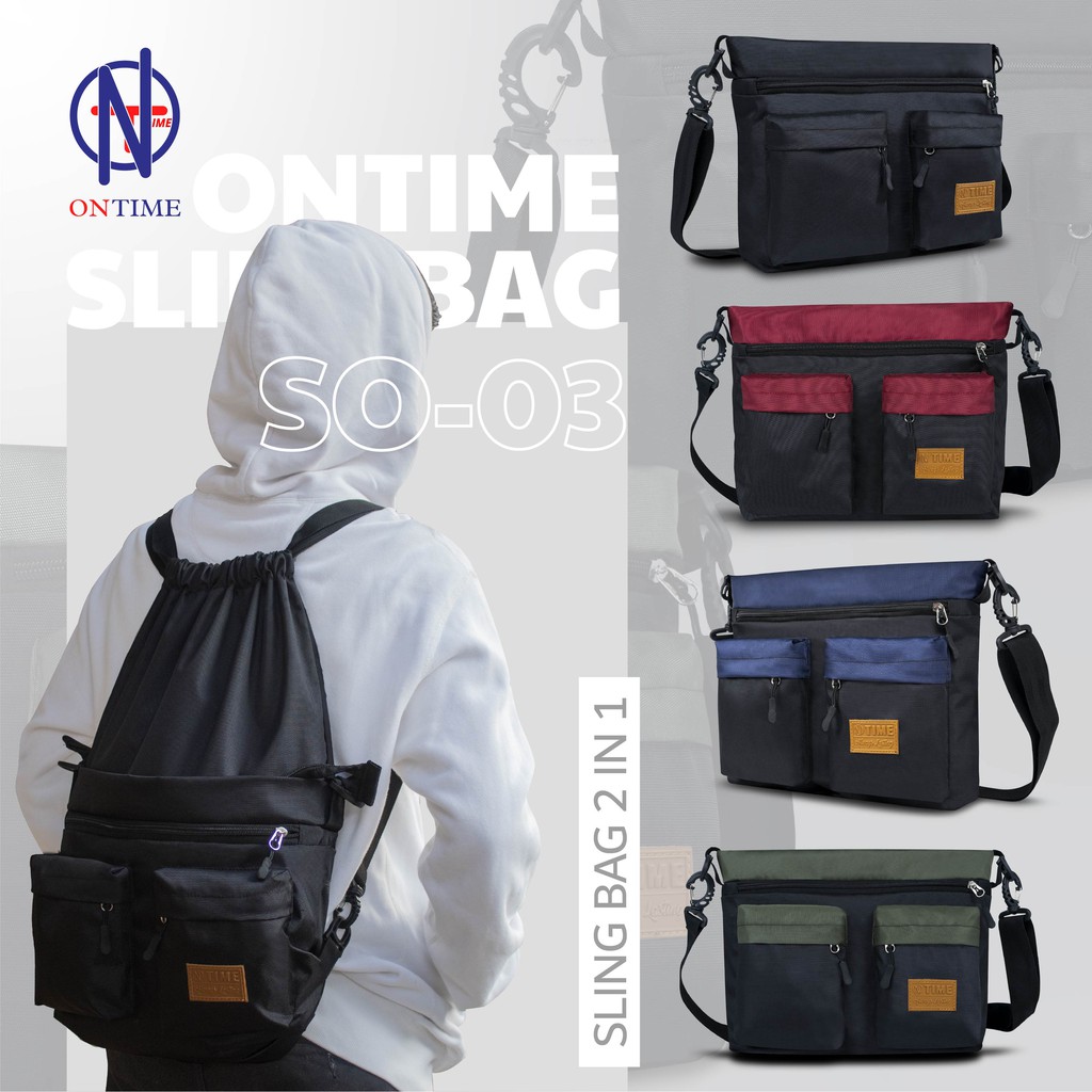 String bag Tas Ransel Pria Ontime Multifungsi 2in1 Import Tas Serut Cowo - Goldiesbags