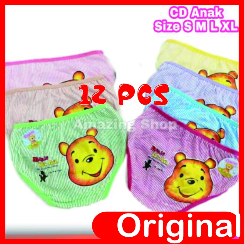 12 Pcs Celana Dalam CD Sempak Cangcut Underwere Anak Cewek Perempuan CD Anak Combi Karakter / Essen 