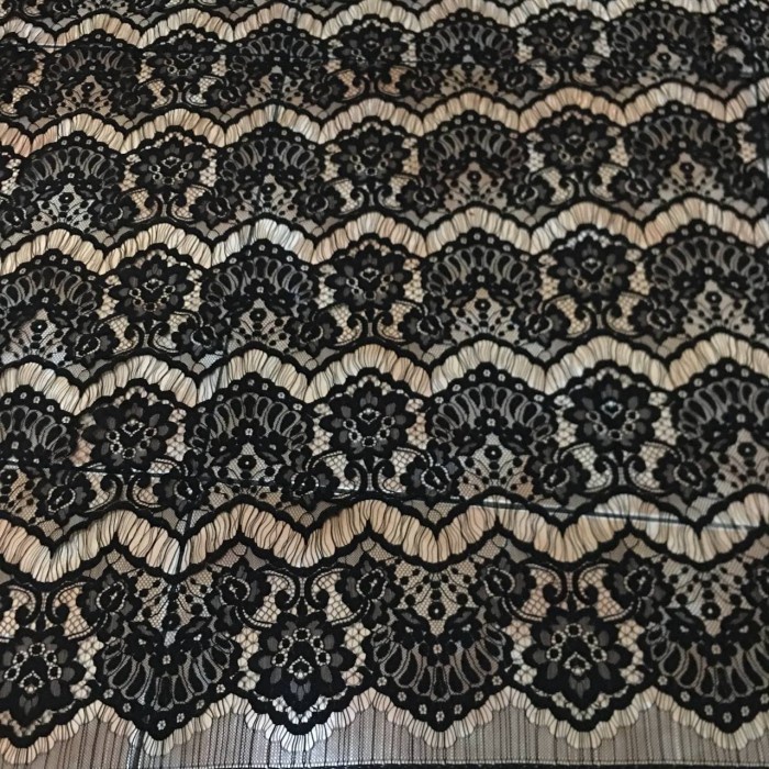 WBS KAIN BROKAT SEMI PRANCIS 2,5 METER KEBAYA BRUKAT SEMI ITALY SEMI FRANC - Hitam ORIGINAL