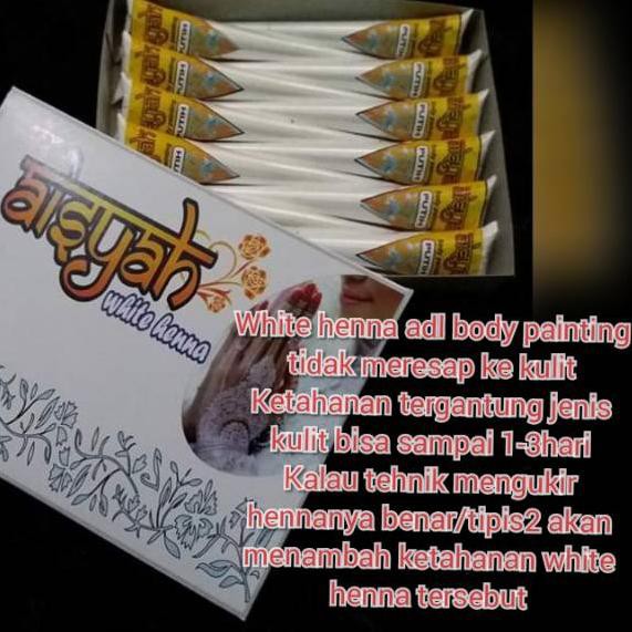 

Dijual!! Aisyah Ollshop(15 g)HENNA WHITE PUTIH BODY PAINTING WATERPROOF ECER MURAH.,..