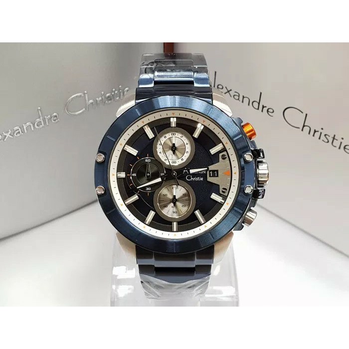 jam tangan pria Alexandre Christie Original AC 6488 MC BIRU SILVER BIRU