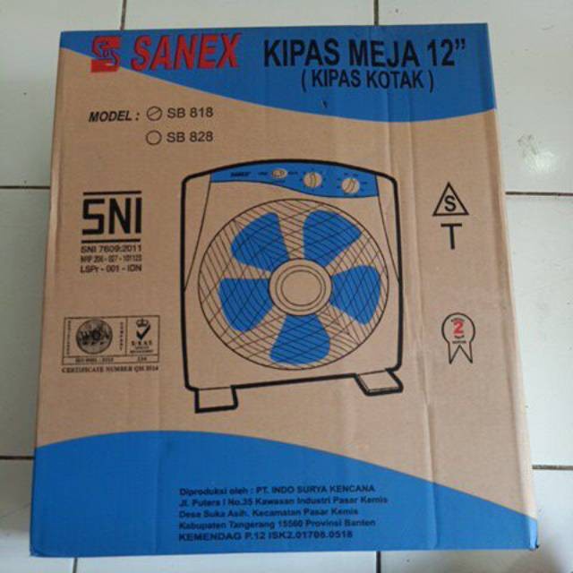 Kipas Angin Kotak Box Fan Kipas Duduk SANEX 12 inch - 30 cm sb818 mantap