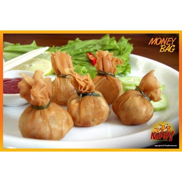 

Dimsum Pangsit Emas Udang / Money Bag Premium Halal 12 Pcs Frozen 300Gr